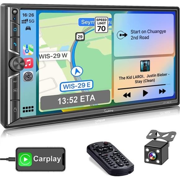 Car Stereo with Voice Control CarPlay, Bluetooth, Mirror Link, 7 Inch Full HD - Picture 1 of 6